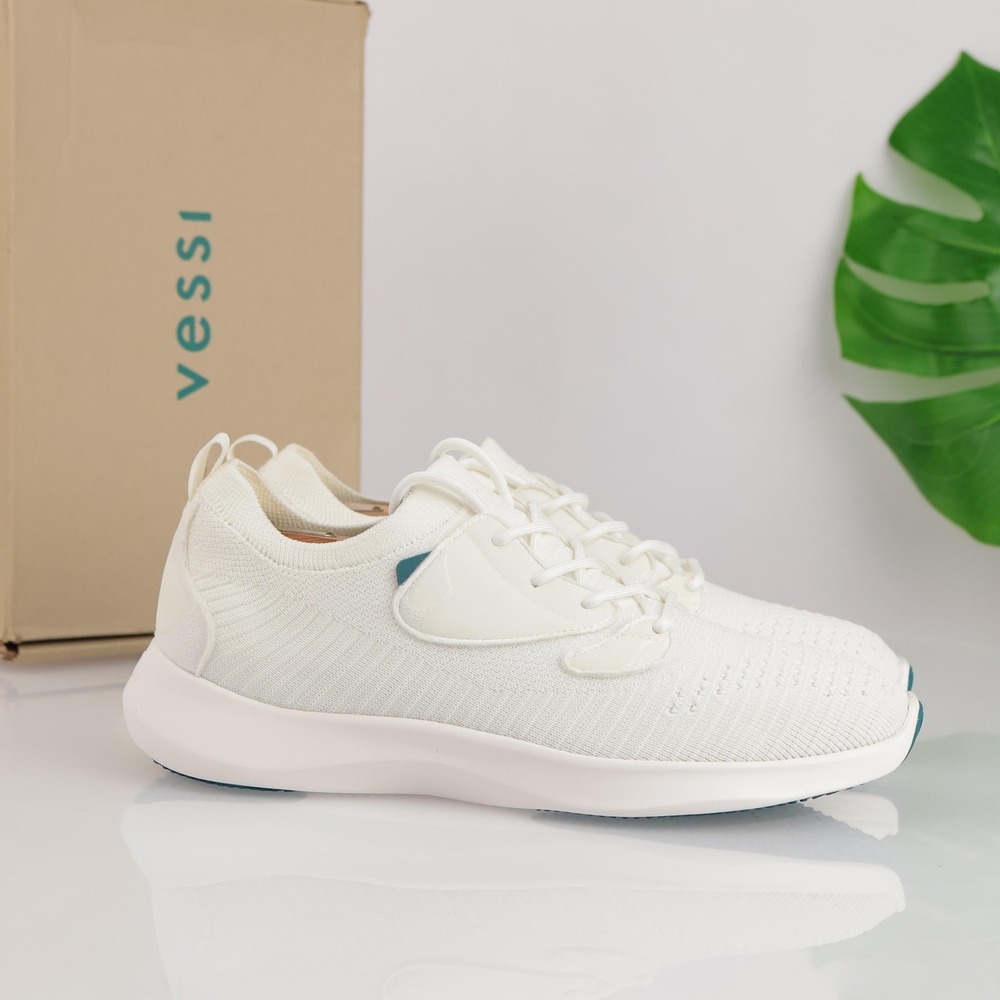 Vessi Shoes Womens Everyday Move Sneakers Size 10 White Knit Waterproof Lace Up